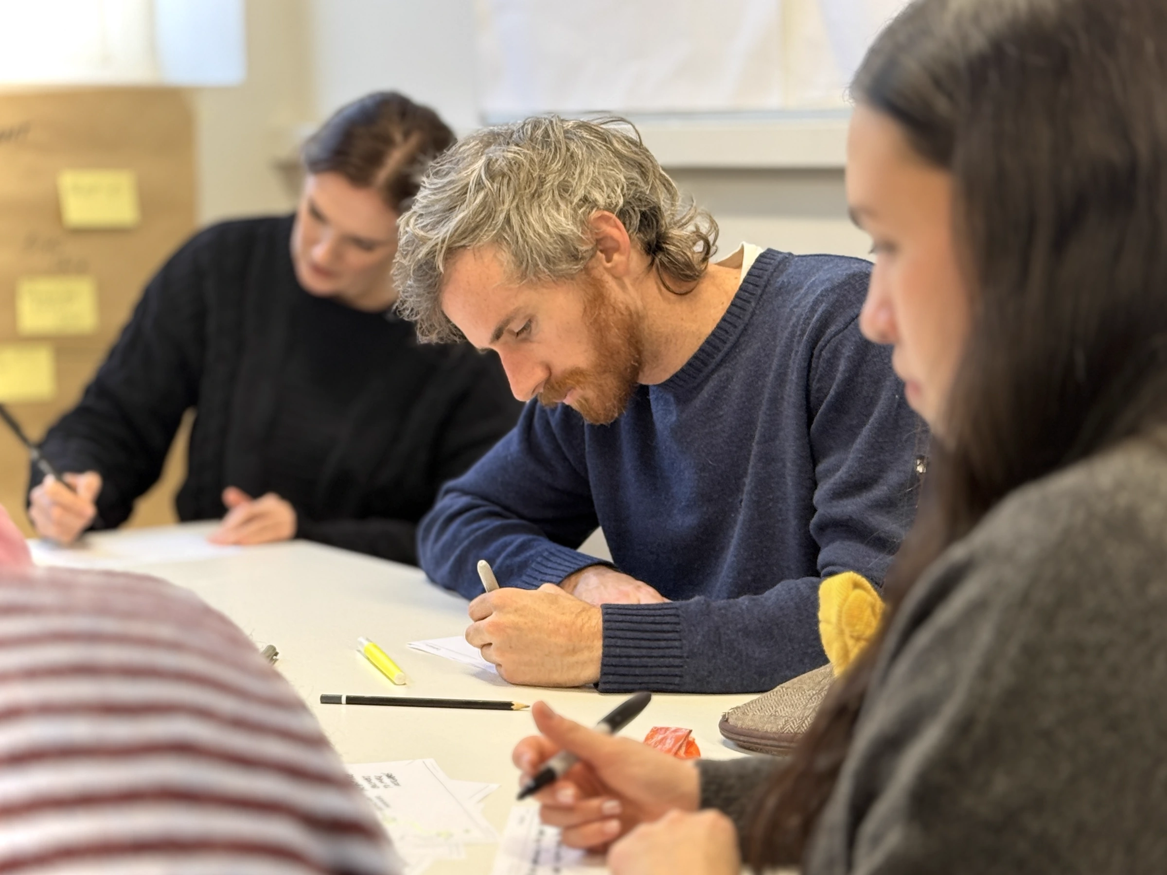 Students working at a table during NCAD MA Service Design programme